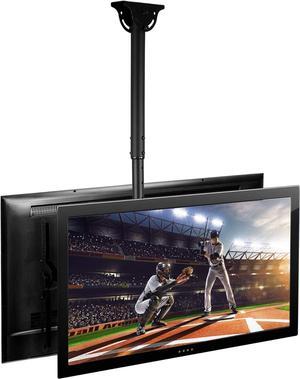 Mount-It! Dual Screen TV Ceiling Mount for 37" to 70" TVs, Telescoping Adjustable Height Pole, Ceiling Bracket Fits Vaulted and Sloped Ceilings (MI-510)