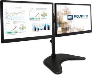 Mount-It! Free Standing Dual Monitor Stand | Double Monitor Desk Mount | Fits Two x 19 20 21 22 23 24 27 Inch Computer Screens | 2 Heavy Duty Height Adjustable Arms | VESA Compatible 75 100