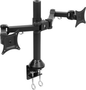 Mount-It! Dual Monitor Mount | Double Monitor Desk Stand | Fits 2 Computer Screens 19 20 21 22 23 24 27 Inches | C-Clamp and Grommet Base | Heavy Duty Full Motion Arms | VESA 75 100 Compatible