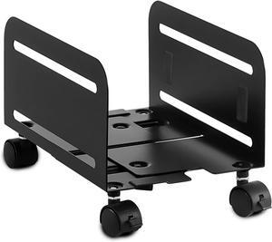 Mount-It! Computer Tower Stand, Adjustable Mobile CPU Stand with Wheels, Heavy-Duty Steel Rolling Cart, Fits Most PC Towers, 4.87 to 8.5 Inch Width, Under Desk, Black