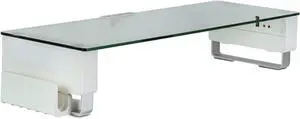 Mount-It! Glass Monitor Stand with 3 USB Ports | Desktop Riser Fits 24, 27, 30, 32 Inch Screens, 66 Lbs Capacity