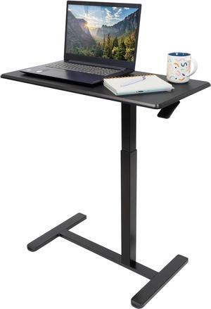 Mount-It! Overbed Table with Wheels, Adjustable Height Bedside Table for Hospital & Home, Over The Bed Laptop Desk, Rolling Hospital Bed Table for Eating, Working, or Recovery (Black)