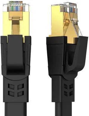CAT8 Ethernet Cable 25 ft, High Speed Heavy Duty Cat8 LAN Network Cable 40Gbps, 2000Mhz with Gold Plated RJ45 Connector for Modem, Router, Switch, Gaming, Xbox - Black