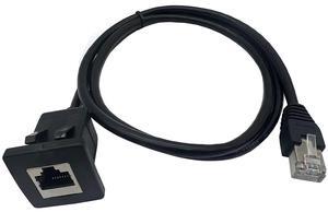 Qaoquda Cat5e RJ45 Square Flush Mount Cable, RJ45 Male to Female Shielded Ethernet Network Panel Mount Extension Cable for Car, Boat and Home Wall 1M/3Ft