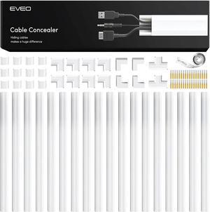 EVEO Cord Hider - 306 Cord Cover Wall Cable Hider, Cable Concealer, Wire Hiders for TV on Wall. Cable Management, Cord Hider Wall Cable Raceway Wire Covers for Cords -18X (L17 W0.95 H0.5) - White
