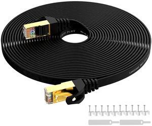 Cat7 Ethernet Cable - High-Speed 35ft Flat Cat 7 Cable for LAN Network, Router, Gaming, Xbox, and IP Use - Featuring Gold Plated RJ45 Connector, 600Mhz, 10Gbps Speed, Outdoor&Indoor Use