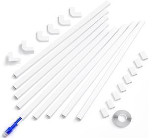 Delamu Cord Cover, 142in Wire Covers for Cords on Wall, Small Cord Cable Hider for 1 Wire, Ease Installation Cords Hider for Wall Mount TV, Paintable Cable Cover Raceway, 9xL15.7 W0.59 H0.4in, White