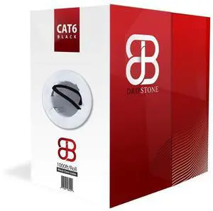 Dripstone CAT6 Ethernet Cable 1000ft Bulk Network LAN Wire 23AWG Solid CCA UTP 550MHz High-Speed Internet Cable Gaming, Streaming, Office, Home Use, Pull Box, Cat6 Bulk, Stable Connectivity - Black