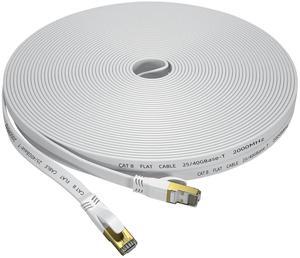Cat 8 Ethernet Cable 150 FT, Outdoor&Indoor High Speed Heavy Duty Network LAN Internet Cable,SFTP Gold Plated RJ45 40Gbps 2000Mhz Patch Cord, for Modem/Router/Gaming,Faster Than Cat7/Cat6/Cat5-White