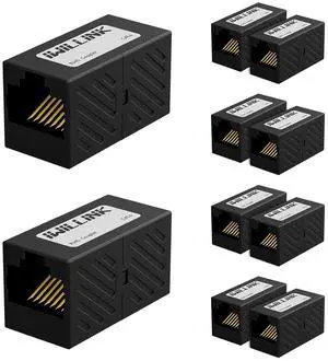 Iwillink RJ45 Coupler Ethernet Connector, Female to Female RJ45 Connector for Cat7 Cat6 Cat5e Cat5 Ethernet Cable, Extender Adapter, 10 Pack, Black