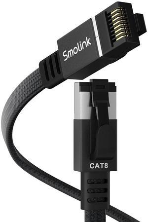 Smolink Ethernet Cable 10 ft, Cat 8 Ethernet Cable with 40Gbps 2000Mhz High Speed Ethernet Cable, Shielded Heavy Duty SFTP RJ45 LAN Cable Patch Cord for Modem Router Gaming PC PS4/5/6 Xbox, Black