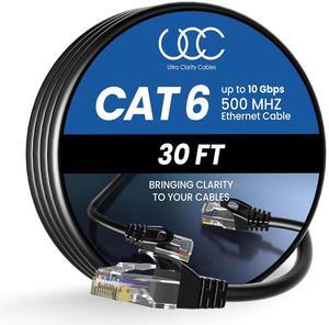 Cat 6 Ethernet Cable 30 ft, 10Gbps High Speed Ethernet Cable, Internet Cable Outdoor&Indoor, Rj45 Cat6 Cable Long Ethernet Cable for Computer, Router, Modem, PS4/5, Xbox, Gaming- Black