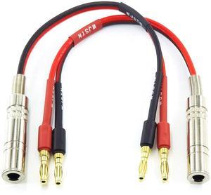 WJSTN 1/4 TS to Banana Plug Speaker Cable 6.35 mm 1/4" Female to Banana Plug Speaker Mono Adapter 8 inches 2pack