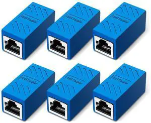 RJ45 Network Coupler, Ethernet Cable Extender Female to Female, Cat6 Inline Coupler Connector, for Cat7/Cat6/Cat5/Cat5e Ethernet Extension Cable (6 PCS Blue)