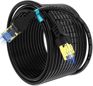 Cat 8 Ethernet Cable 50ft,High Speed 40Gbps,2000Mhz,26AWG,Gold Plated RJ45 Connector,for Outdoor&Indoor Weatherproof UV,for/PC/Modem/Router/Gaming,Faster Than Cat7/Cat6/Cat5