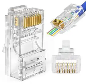 RJ45 Connector Cat5 Cat5e Pass Through RJ45 Ends Ethernet Modular Plug 100-Pack RJ45 Connector Cat5 Cat5e Pass Through RJ45 Ends Ethernet Modular Plug 100-Pack