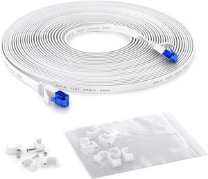 Flat Ethernet Cable with Break-Proof Design, Internet/LAN Cable  100ft (Maximum Fiber Optic Speed, Highly Flexible & Suitable for Permanent Installation, RJ45, White)  by CableDirect