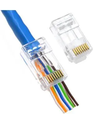 RJ45 Cat6 Pass Through Connectors End Pass Through 8P8C UTP Ethernet Network Plug(100Pack)
