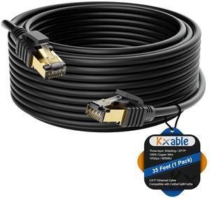 Cat 7 Ethernet Cable 35 Feet, Long High Speed Internet Cord, CAT7 RJ45 LAN Network Cable, Triple Shielding SFTP 10Gbps 600Mhz Patch Cable, Compatible with CAT6A CAT6 CAT5E CAT5 Cable