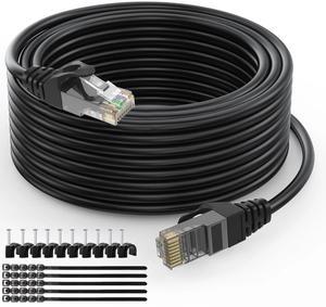 Cat6 Ethernet Cable(100 Feet) Cat6 Network Cord,RJ45 Patch Cable Support Cat6,Cat5E,Cat5-Include 25 Ties and 25 Cable Clips