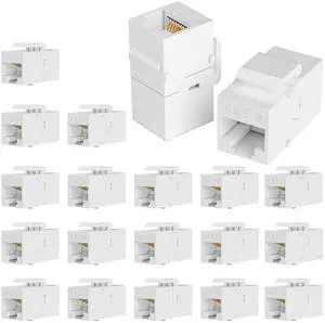 20 Pack RJ45 Keystone Jack Cat6 Coupler - Female to Female CAT 6 Ethernet Network Coupler White