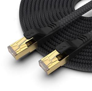 Cat 7 Ethernet Cable 50 ft, Flat Ethernet Cable Nylon Braided Heavy Duty High Speed Internet Network Cable, Shielded Pure Copper RJ45 LAN Cable for Gaming PS5 Xbox Modem Router