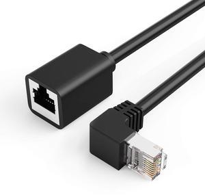 CableCreation CAT6 Ethernet Extension Cable, Shielded 8P8C Ethernet Patch Cable,Up Angled Support Bandwidth Up to 250mhz,1.6ft/0.5m,Black