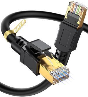 MYY Cat 8 Ethernet Cable, 10Ft Heavy Duty High Speed Internet Network Cable, Professional LAN Cable, 26AWG, 2000Mhz 40Gbps with Gold Plated RJ45 Connector, Shielded in Wall, Indoor&Outdoor