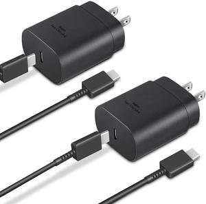 Type C Charger, 2-Pack 25W Type C Super Fast Charging Block with 6ft USB C Charger Cable Compatible with Galaxy S23 Ultra/S23+/S22/S21/S20/Phone 16/16 Plus/16 Pro Max/15/15 Pro Max/15 Plus-Black