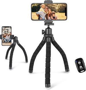 Aureday Cell Phone Tripod Stand, Flexible Travel Tripod with Remote and Mount,Small Cellphone Tripod for iPhoneAndroid Phones,Cameras,Gopro,Webcam(Sponge)