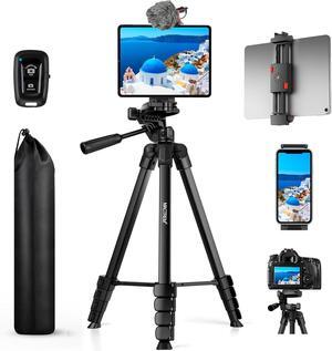 MACTREM 67inch Tripod Stand for iPad&iPhone-Adjustable Portable Phone Tablet Tripod Holder with Remote,Heavy Duty Lightweight Travel Tripod for Selfies,Video Recording,Vlogging,Photo,iPad Stand Tripod