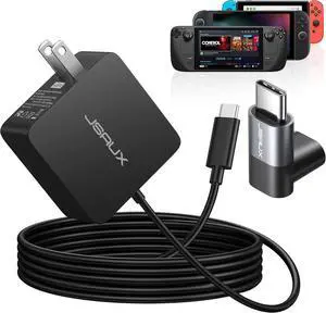 JSAUX 45W USB C Charger for Steam Deck/OLED, 5FT Cable Type C PD 3.0 45 Watt Fast Charging Compatible with Nintendo Switch 2, Switch/OLED, MacBook, Samsung S25 S24 S23 S22, iPhone 16/15, iPad, Pixel