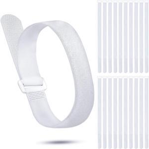 Kigeli 20 Pcs Reusable Fastening Cable Straps and Cable Ties Set Adjustable Multi-Purpose Hook and Loop Cord Ties to Keep Cords Organized and Tidy(White,1 x 20")