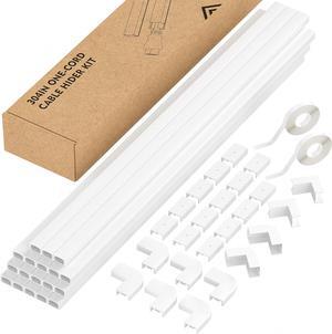 Yecaye 304in Cord Hider, One-Cord Cable Concealer Kit, PVC Wire Covers for Cords on Wall, Paintable Cable Raceway Management, Max for 2 Small Cords for Home Office, 18 x L16.9in W0.59in H0.4in