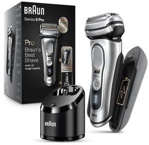 Braun Electric Razor for Men, Waterproof Foil Shaver, Series 9 Pro 9477cc, Wet & Dry Shave, with Portable Charging Case, ProLift Beard Trimmer, 5-in-1 Cleaning & Charging SmartCare Center, Silver
