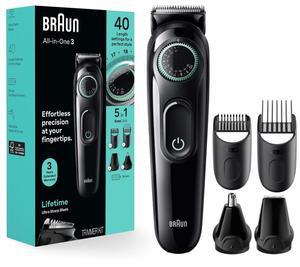Braun All-In-One Style Kit Series 3 3450, 5-in-1 Trimmer for Men with Beard Trimmer, Ear & Nose Trimmer, Hair Clippers & More, Ultra-Sharp Blade, 40 Length Settings and Washable