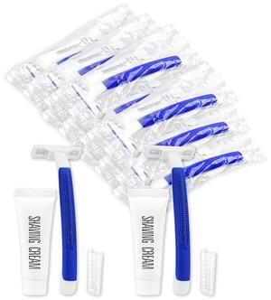 Disposable Razors in Bulk,razors individually wrapped bulk,Twin Blade Razors with Clear Safety Cap and Shaving Cream, Razors For Homeless, Hotel,Air Bnb,Shelter/Homeless/Travel (100PCS)