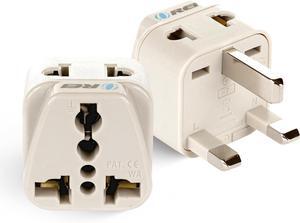 OREI USA to UK, UAE, Hong Kong & More (Type G) Travel Adapter Plug - 2 in 1 - CE Certified - RoHS Compliant - 2 Pack - White Color (DB-7-2PK)