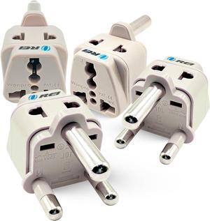 OREI USA to South Africa, Botswana, Namibia & More (Type M) Travel Adapter Plug - 2 in 1 - CE Certified - RoHS Compliant - 4 Pack - White Color (DB-10L-4PK)