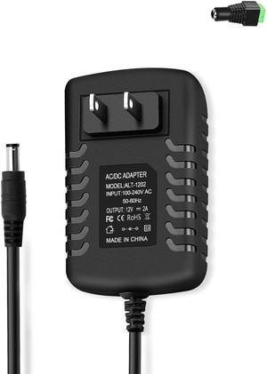 12V Power Supply 2A Switching Transformer, AC DC Adapter 12VDC Cord with 5.5mm x 2.5mm Barrel Plug, 12 Volt Power Supply & 1 Tip [12V 2A]