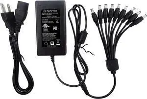 TIGERSECU Security Camera Power Adapter with 9-Way Power Splitter, 12V 5A 100V-240V 2.1x5.5mm Power Supply, Compatible with Lorex, Samsung, Q-See, Night Owl, Swann, Annke IP and BNC Cameras