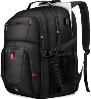 50L Travel Backpack, 17 inch Laptop Backpack for Men, Extra Large Sturdy TSA Friendly with USB Port College School Rucksack Bag Gifts for Him Men Women, Black