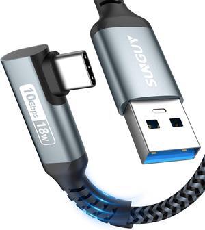 SUNGUY 10Gbps Android Auto USB C Cable 1FT, Right Angle USB C 3.1 Gen 2 Fast Charge CarPlay Cable, Compatible with iPhone 15/15 Pro Max, Samsung T7, Galaxy S23 S22 Ultra/Note 20, SSD