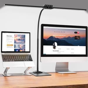 EppieBasic Led Desk Lamp,24W 31.5IN Architect Double Head Desk Lamps for Home Office,Dimmable & 6 Color Modes Extra Bright Modern Table lamp with Base,Overhead Computer Lighting for Workbench Monitor