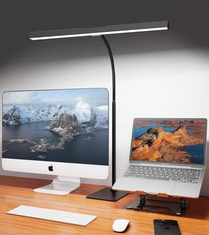 LED Desk Lamp for Home Office with Base, Eye-Caring Architect Task Light with Adjustable Gooseneck 12W USB Adapter Touch Control 5 Dimmable Brightness & Color Tall Lamp for Work,Reading,Craft