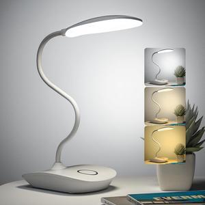 DEEPLITE Battery Operated Desk Lamp, LED Desk Light 3 Lighting Modes Stepless Dimming, Table Lamp 5W Touch Control Eye Caring, Flexible Gooseneck, Portable Reading Light for Dorm Study Office Bedroom