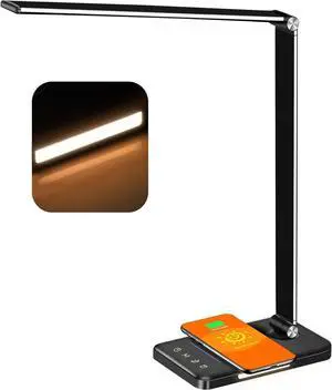 AFROG 8-in-1 4th Gen Multifunctional LED Desk Lamp with 10W Fast Wireless Charger,USB Charging Port,1200Lux Super Bright,5 Lighting Mode,7 Brightness 40 Min Timer,Night Light Function,5000K