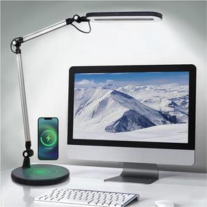 OTUS Desk Lamps for Home Office with Wireless Charger | 3 Color & 12 Brightness Levels | Tall Architect LED Desk Lamp Adjustable Swing Arm | Eye Care Light for Reading, Study, Drafting, Video Calls