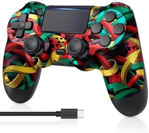 MOOGOLE Wireless Controller Compatible with PS4, with USB C Cable/1000mAh Battery/Dual Motors/6-Axis Gyro/3.5mm Audio Jack/Multi Touch Pad/Share Button (Colorful Arrows)