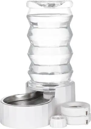 RIZZARI Upgraded 8L Automatic Gravity Dog Water Bowl Dispenser, 100% BPA-Free, Stainless Steel Cat Water Dispenser, Large Capacity Water Dispenser with Two Caps and Filters (Pure White,8L)